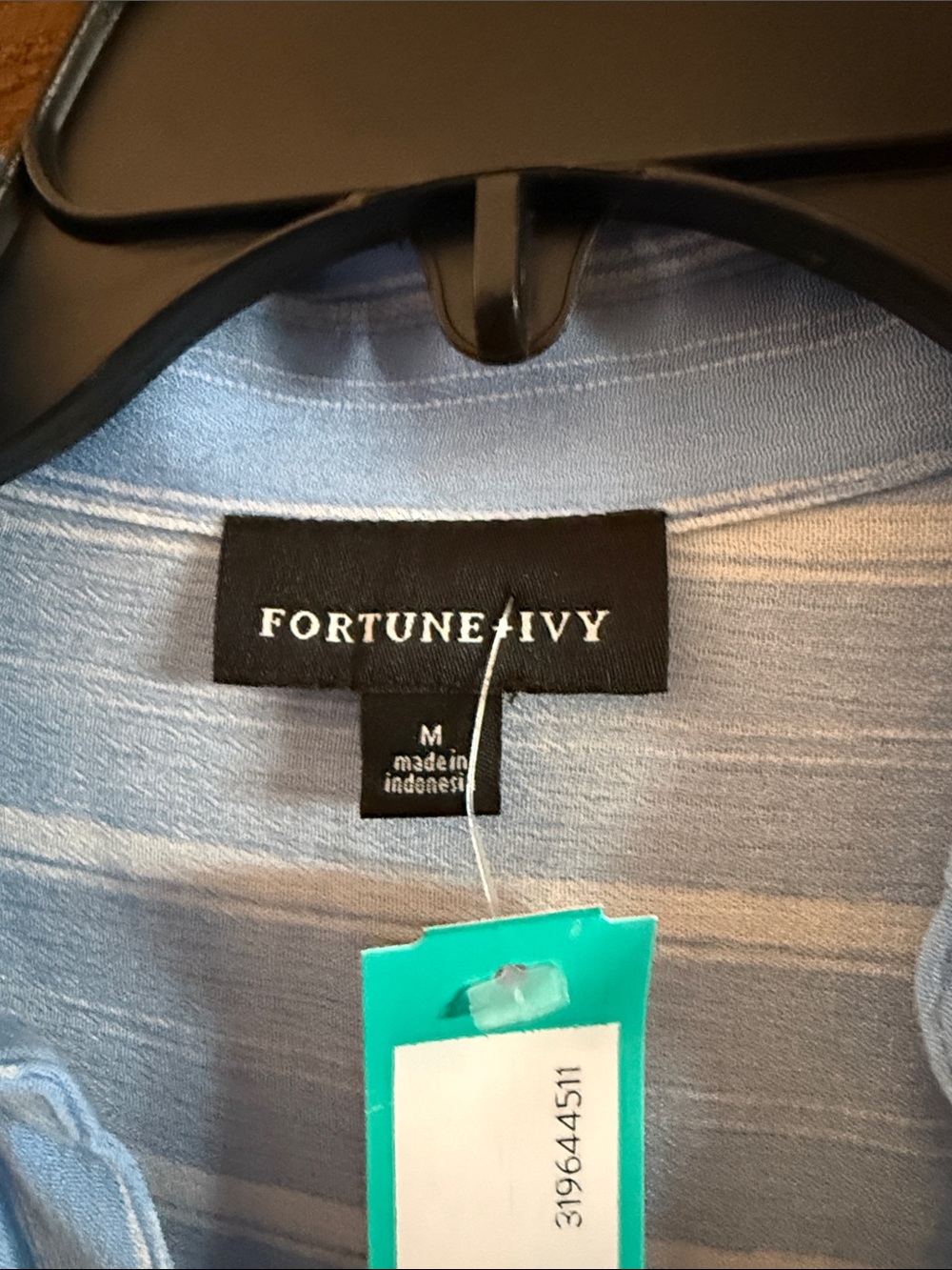 Fortune + Ivy Light Blue Striped Tie-Hem Button Down Shirt - Picture 2 of 4